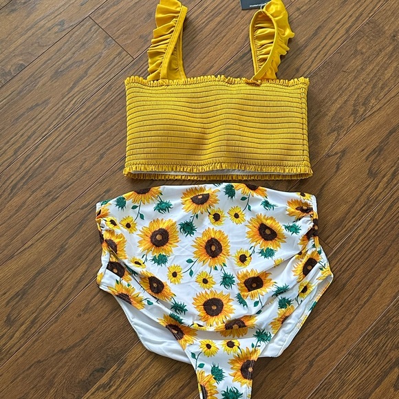 Summersalt Yellow and White Bikini with Playful Ruffles - Picture 1 of 5